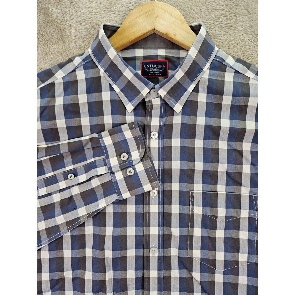 UNTUCKit Button-down Shirt Slim Fit Wrinkle Free 100% Cotton Plaid